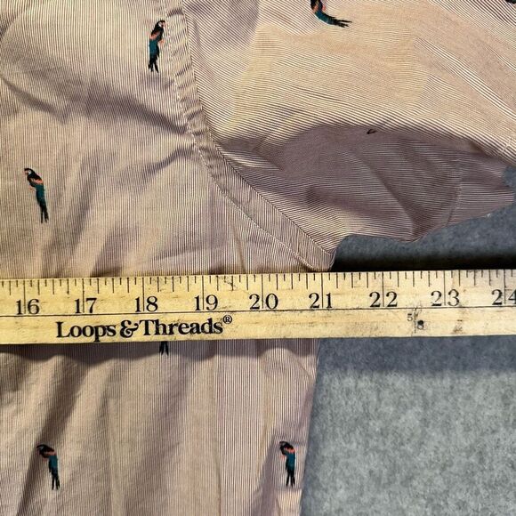 Untuckit Men’s Size Large Regular Fit Casual Button Down Shirt Red Micro Stripe - Picture 4 of 7